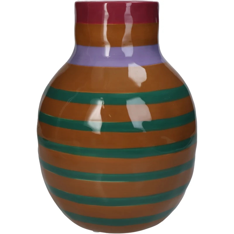 Vase Streifen Dolomit Multi 17.5x17.5x24.5cm