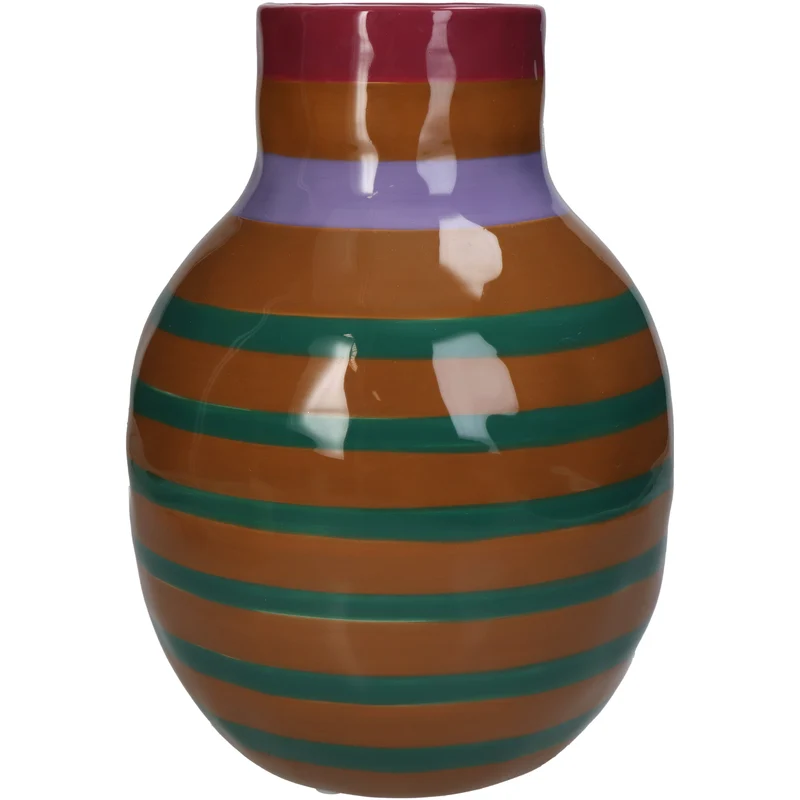 Vase Streifen Dolomit Multi 17.5x17.5x24.5cm
