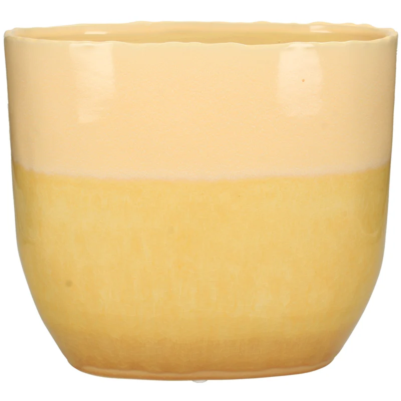 Pflanzgefäß Feiner Steingut Gelb 27x14x24,5cm