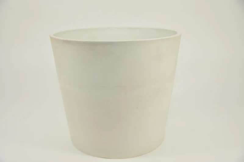 Runder Topf M ''Cologne'' D30 H26cm Weiß (mit Deckel, Loch im Boden) schwerer Kunststoff