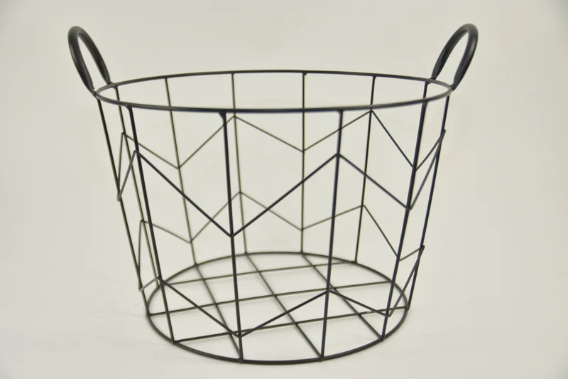 Metallkorb ''Dennis'' rund mit Ohren schwarz D38 H26cm