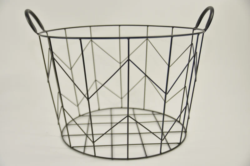 Metallkorb ''Dennis'' rund mit Ohren schwarz D44 H30cm