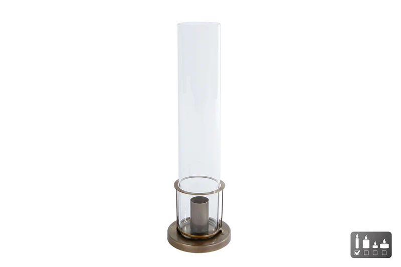 Kerzenleuchter "Esmee" antik-gold Metall/Glas 8x8x27cm