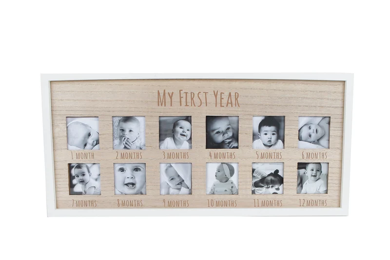 Fotorahmen "MF Jahr" (5x5) 12x nass/weiß Holz 47x22x1,5cm