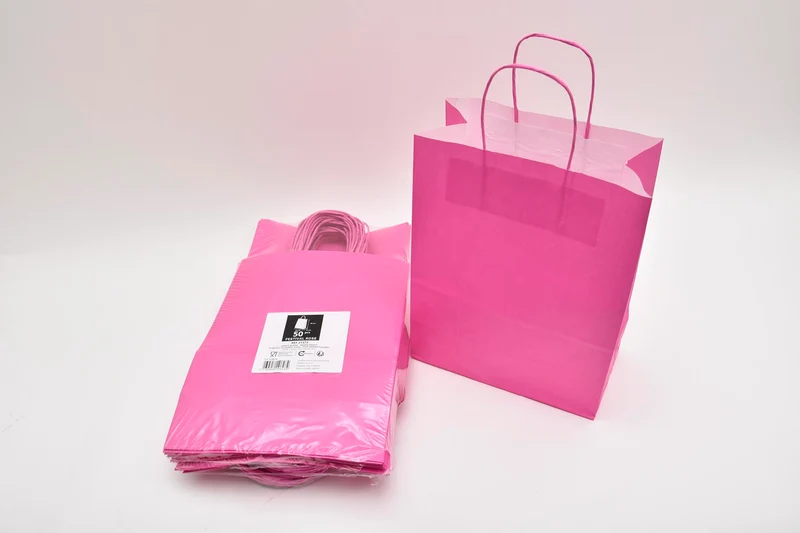 Tragetasche Fuchsia kraft 23+12x30cm a 50 Stück gedreht handv.