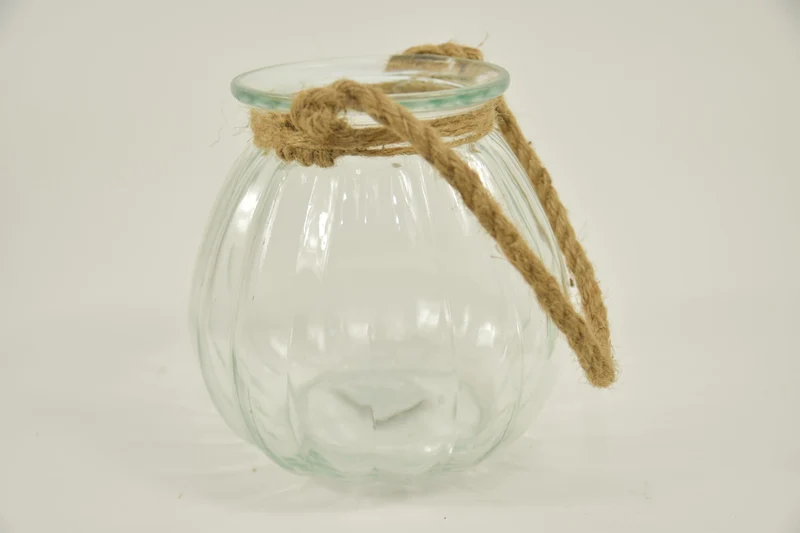 Glasvase Kork D18 H17.5cm klar mit Juteseil