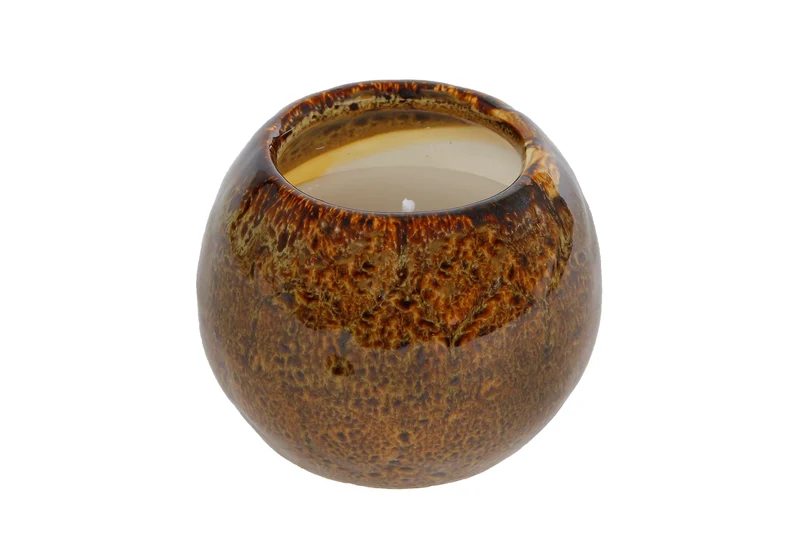 Kerze "Liam" braune Kerze(Fett)/Erdenware 9x9x8cm