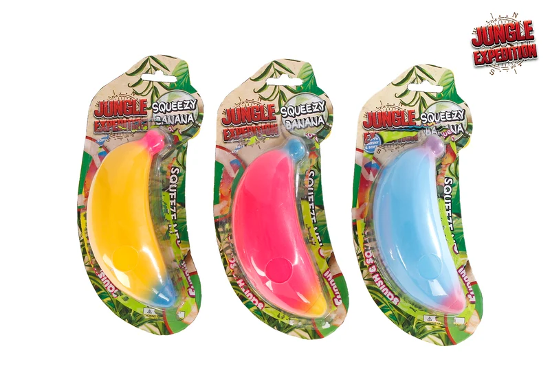 Dschungel-Expedition Banane Super-Stretch Regenbogenfarben 14cm 3fach sortiert