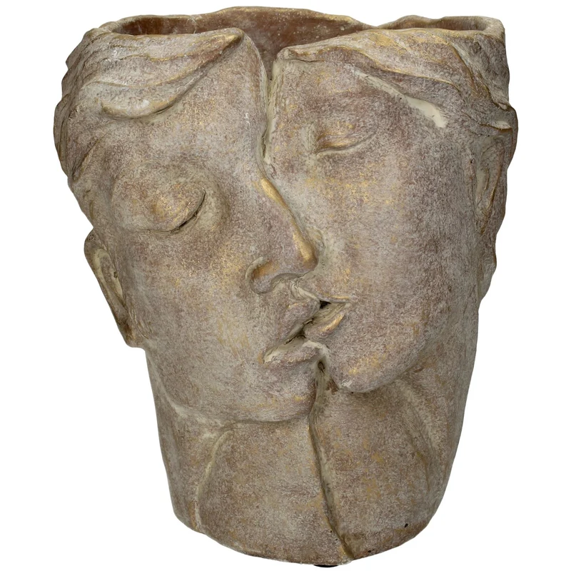 Pflanzgefäß Half Face Beton Gold 19.5x16.5x22cm