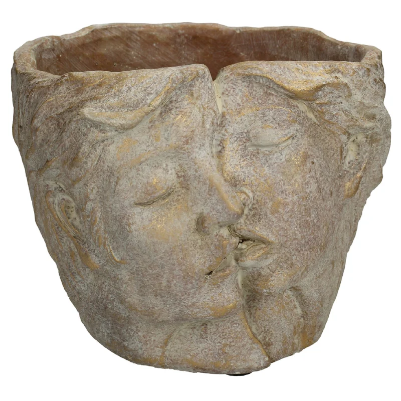 Pflanzgefäß Half Face Beton Gold 16x14.5x13cm