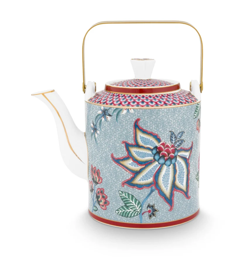 PIP STUDIO Flower Festival Oriental Geschenkset Teekanne blau 1l