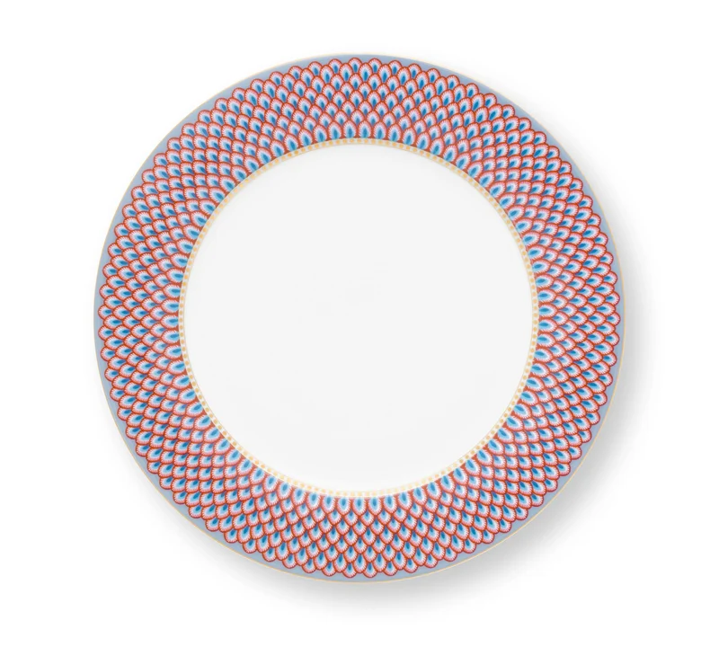 PIP STUDIO Flower Festival Scallop Frühstücksteller red-light blue 26,5cm Set4