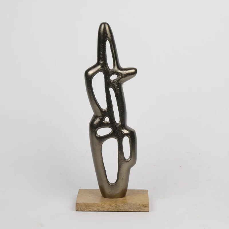 Aluminium Skulptur ''Organic'' Nickel antik 10x4x37cm auf m