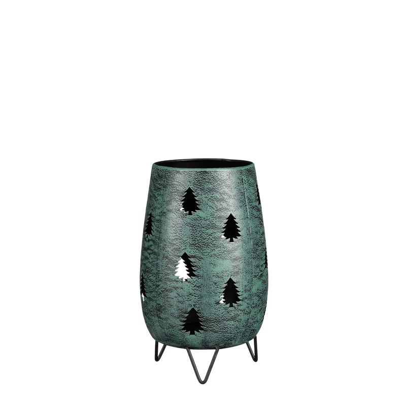 Laterne ''Baum'' grün - Metall - h19,5xd12cm