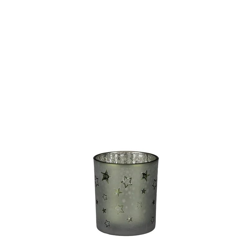 Teelichthalter Stern grün - H10xT9cm