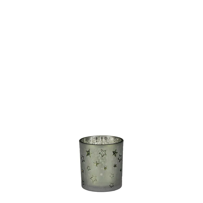 Teelichthalter Stern grün - h8xd7cm