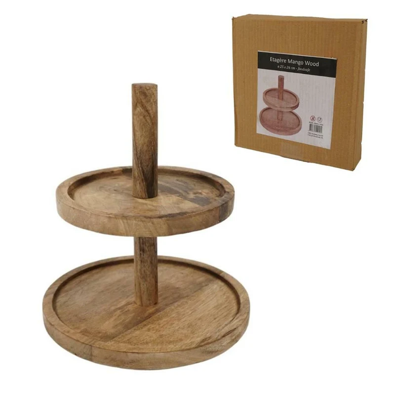 Etagère 2-Schicht Mangoholz 24 x 24 x 28 cm