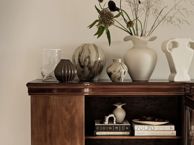 Broste Copenhagen Wide Vase Antique Brown S 15cm