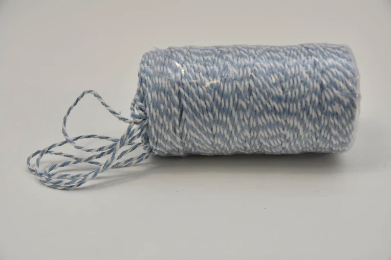 Cordino Bicolore 2mm 100mtr Himmel-Blau/Weiß
