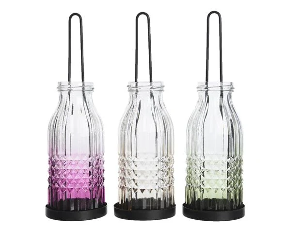 gl tlighth Flasche 3col sortiert 7x7x24cm