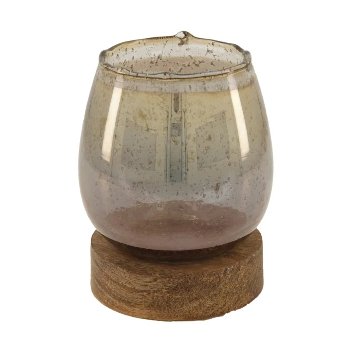 Teelichthalter Glas 10x12x15cm Grau/Braun