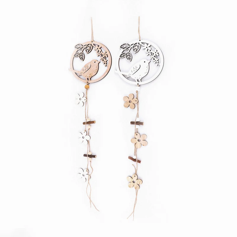 Set/2 Aufhänger Vögel D13 H18cm Natur/Weiß