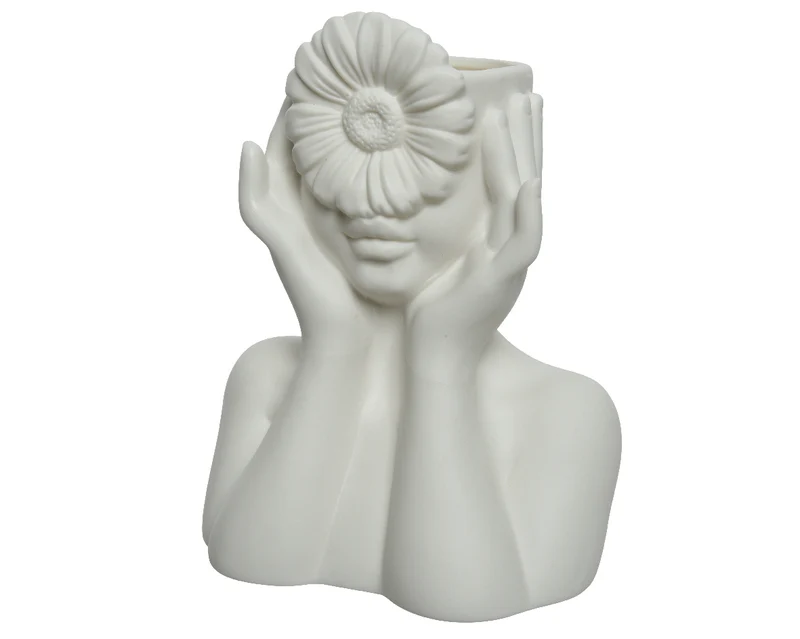 Vase aus Keramik weiß 13x9.5x16.5cm
