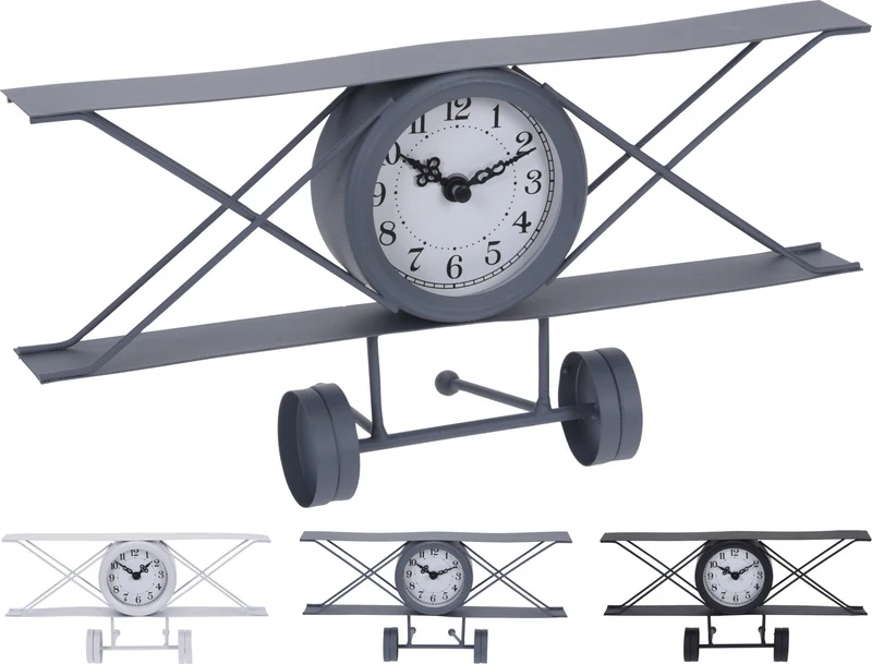 UHR FLUGZEUGMODELL METALL 30X9X15CM 3 FARBLICH SORTIERT