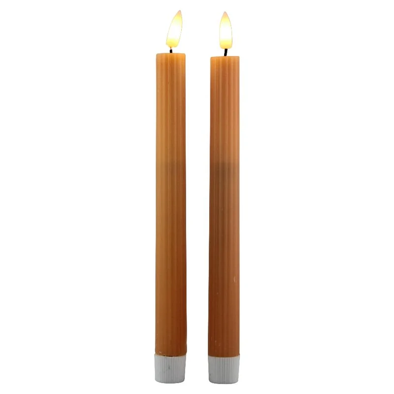 LED-Dinnerkerze 25,5cm Lachs-Set/2 mit Timer (exkl. 2xAAA Batterie)