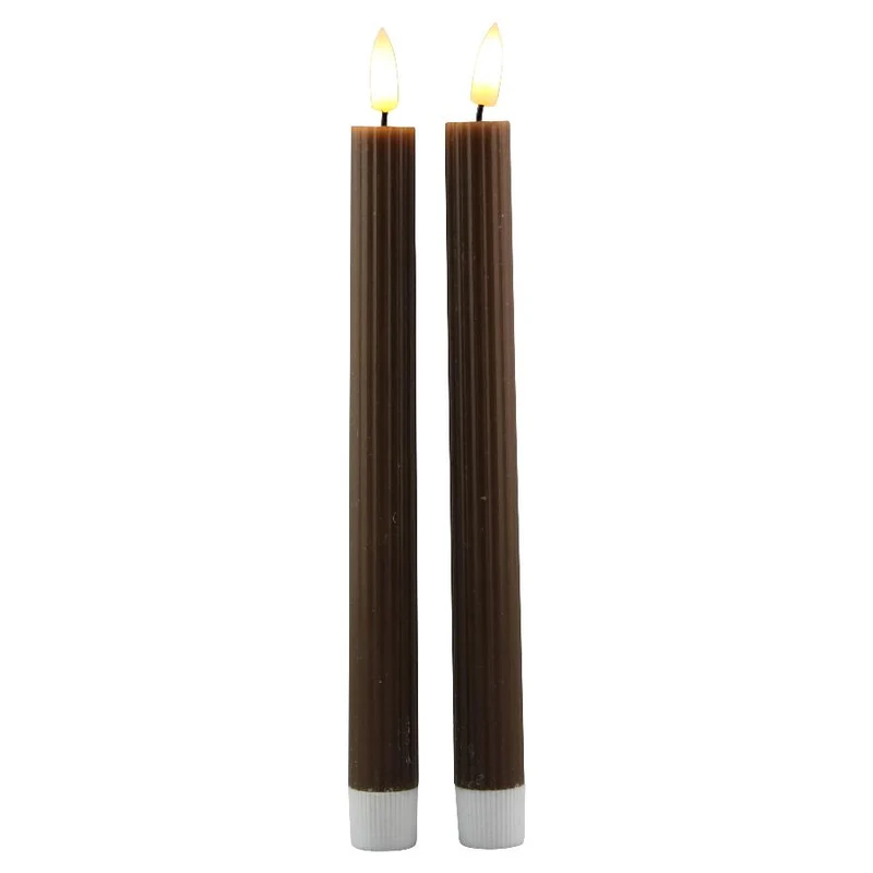 LED-Dinnerkerze 25,5cm braun Set/2 mit Timer (exkl. 2xAAA Batterie)