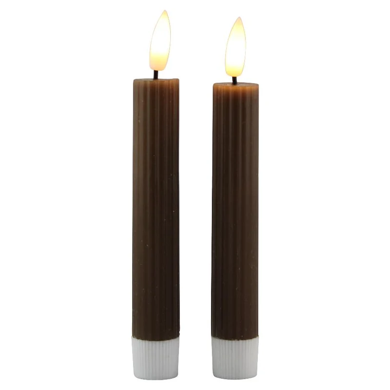 LED-Dinnerkerze 15cm braun Set/2 mit Timer (exkl. 1xAAA Batterie)