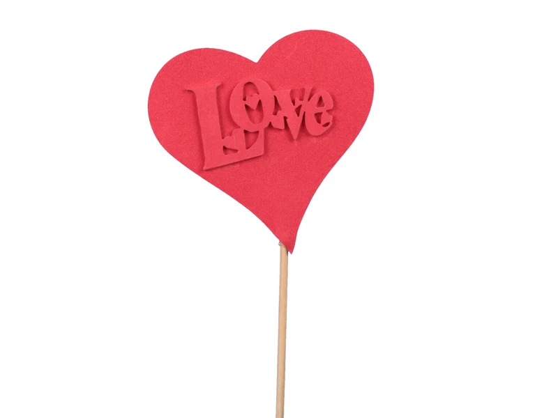 pb. 8 Schaumstoffherzen m/Liebe/Stick rot 10 cm