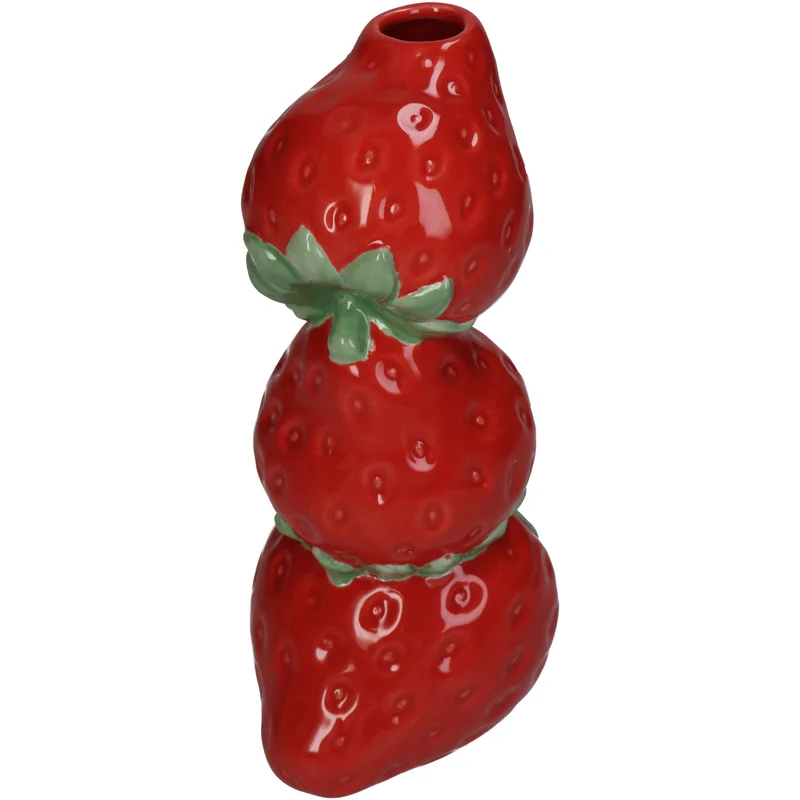 Vase Erdbeere Feines Steingut Rot 9x8x18cm