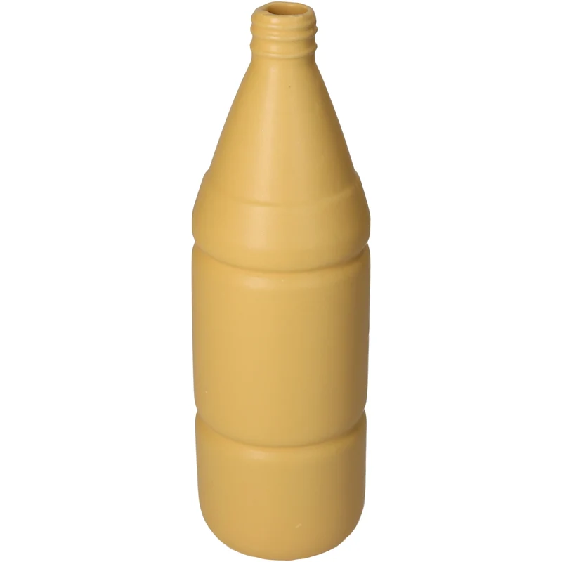 Vase Flasche Feines Steingut Gelb 8x8x26cm