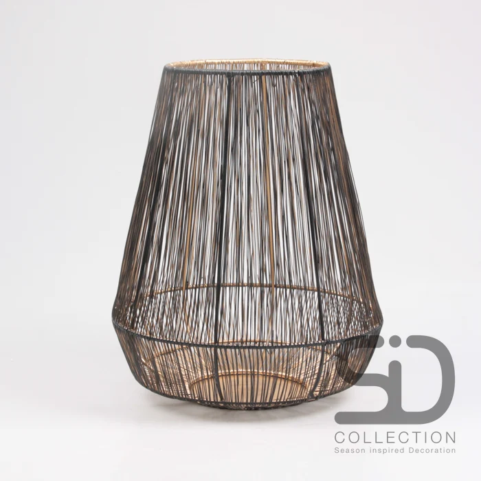 DRAHTLATERNE XL SCHWARZ/GOLD 26X26X33 CM