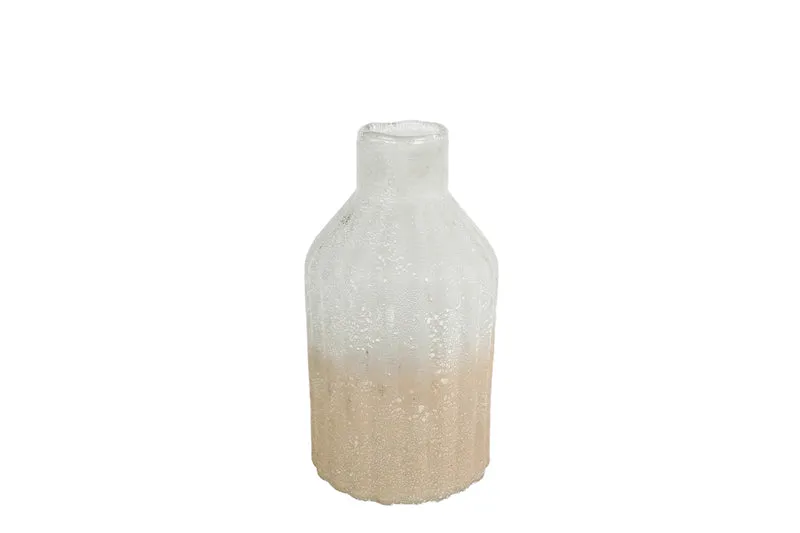 Vase "Bianca" S creme/braun Glas 10x10x19cm