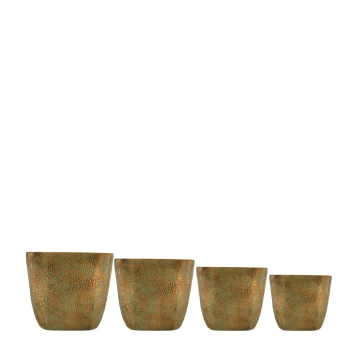 Pflanzgefäß Metall mit Kunststoff 38x19.5x36cm S/4 Kupfer/Grau