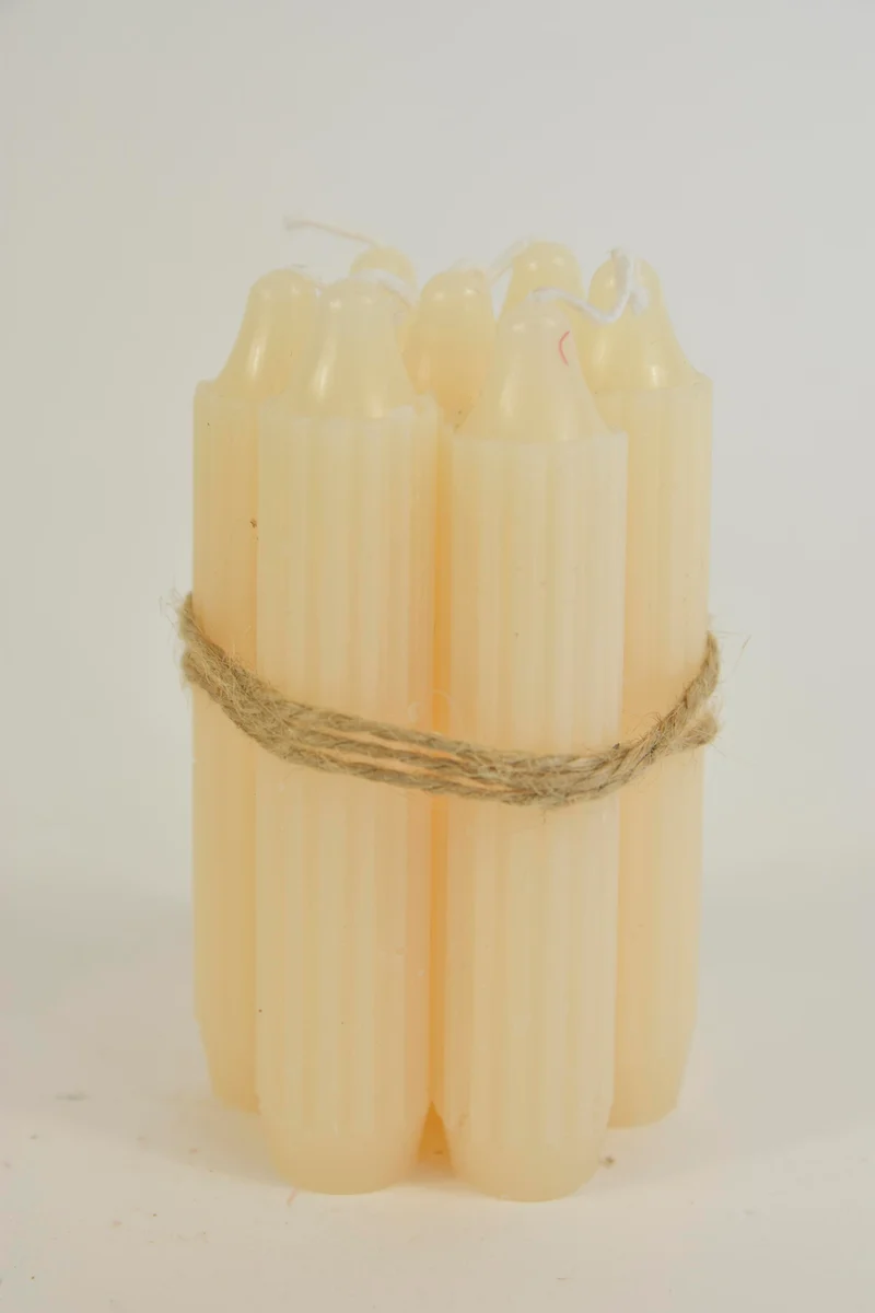 Set 7 Bleistift Kegel Kerze h. 11cm Creme