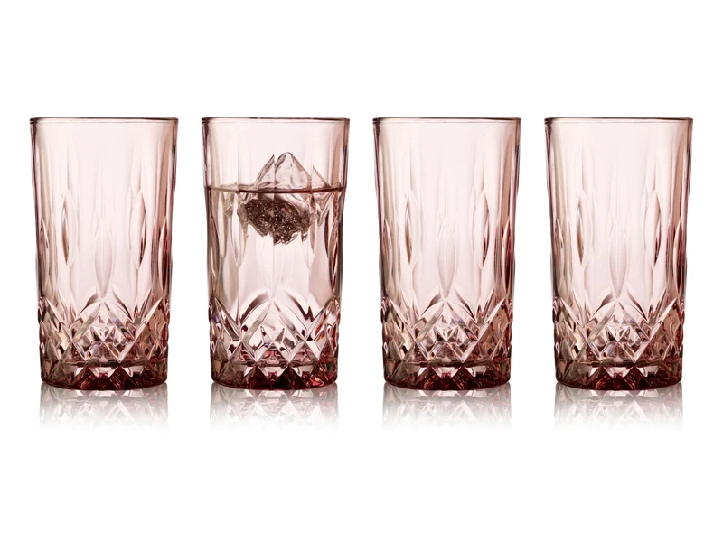 Lyngby Highball Sorrento Longdrinkglas pink 380ml Set4