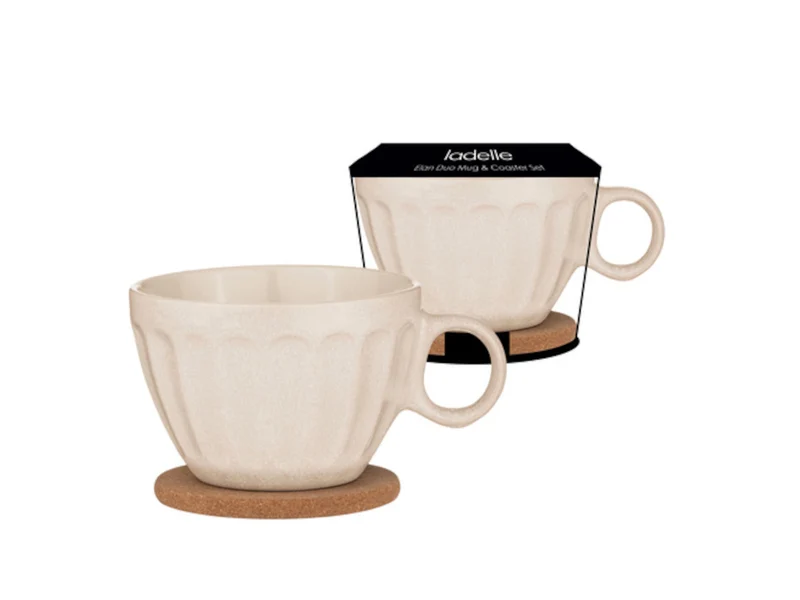 ladelle ELAN Becher- und Untersetzerset hafer