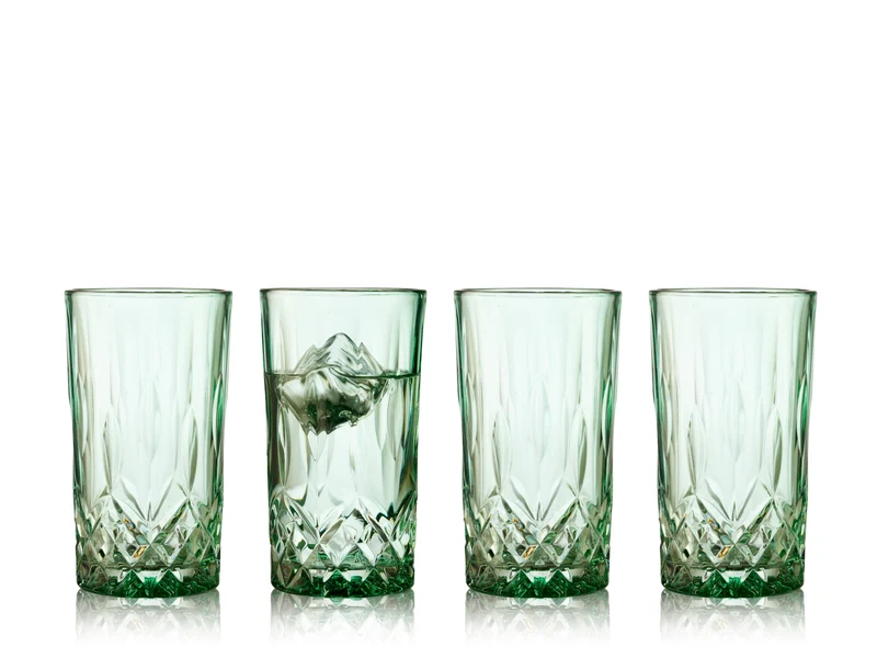 Lyngby Highball Sorrento Longdrinkglas grün 380ml Set4