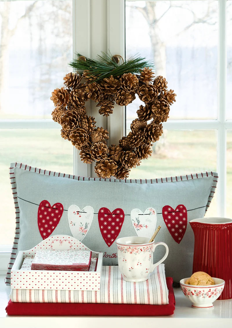 Greengate Emberly Stoffserviette mit Spitze pale grey 40x40cm