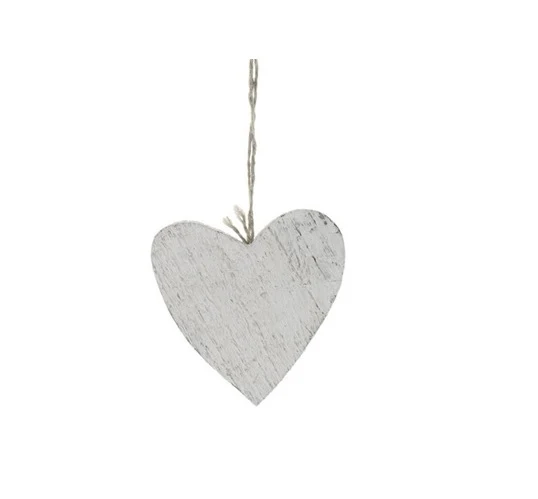 Holzherz 10x10cm 10 Stück weiß-wasch