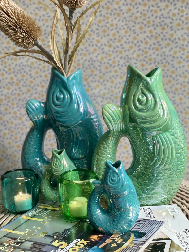 Giftcompany Monsieur Carafon Vase / Karaffe Fisch S mint cream 1,2l
