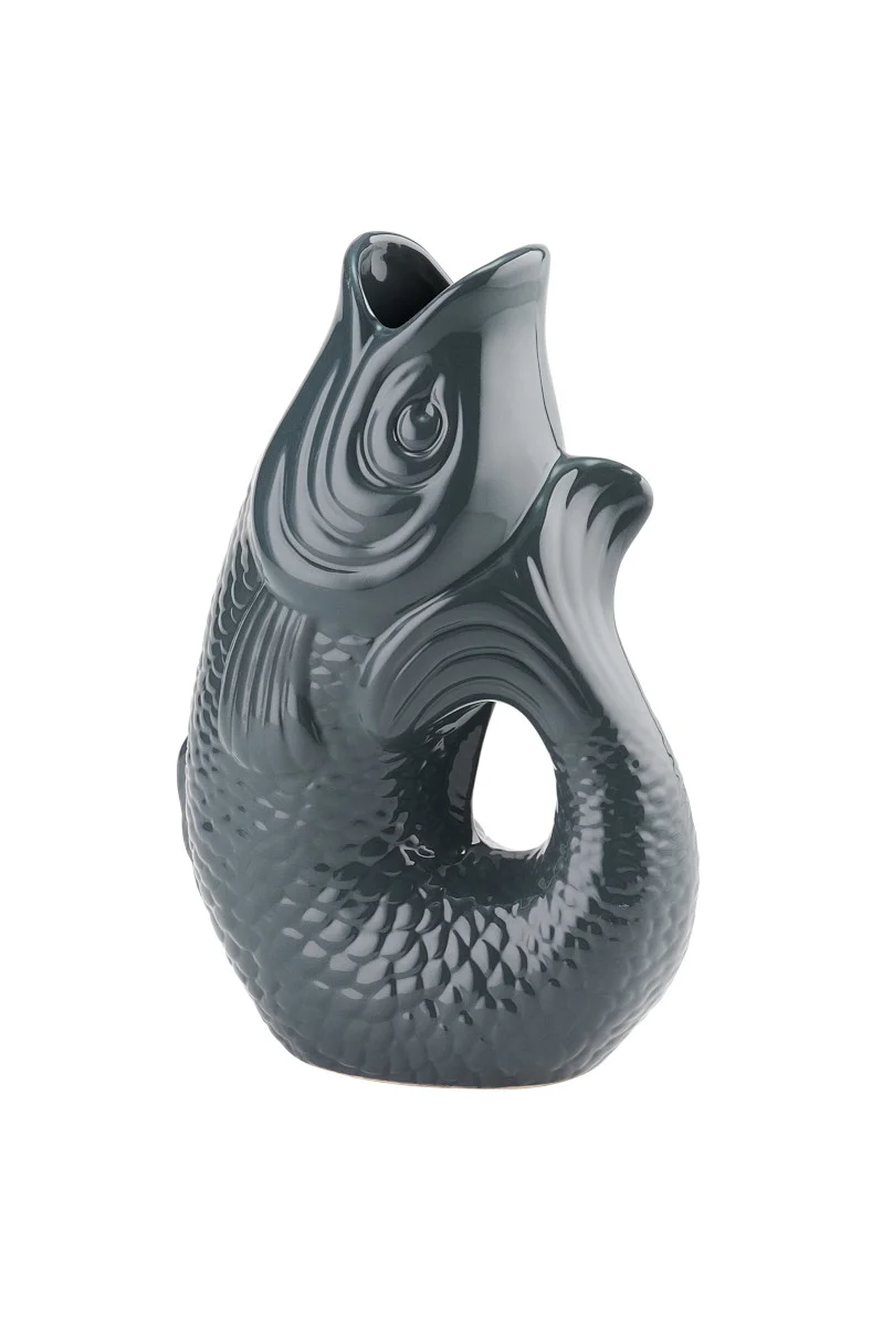 Giftcompany Monsieur Carafon Vase / Karaffe Fisch S grau 1,2l