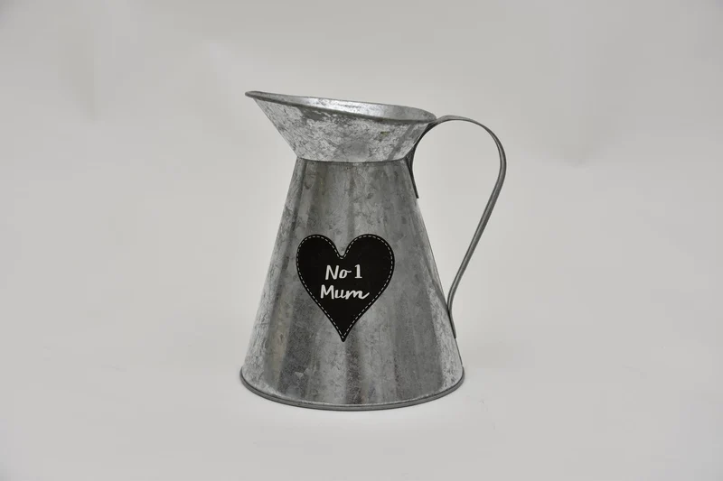Milchkanne Zink natürlich ''No 1 Mum'' D14 H17,5 cm