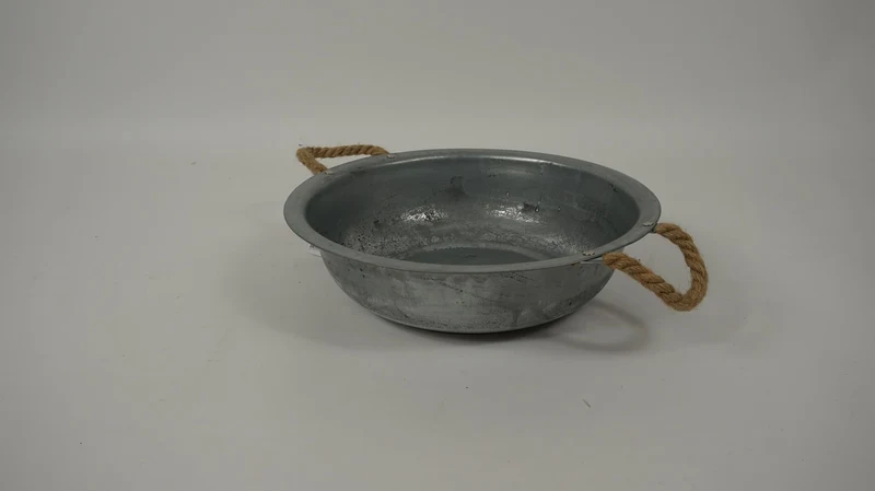 Zink Schüssel mit Jute Ohren 35 cm