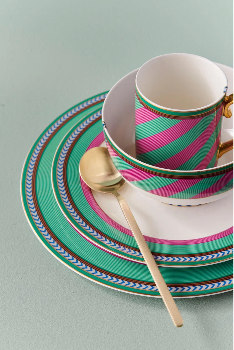 PIP STUDIO Chique Stripes Suppenteller pink-green 23,5cm