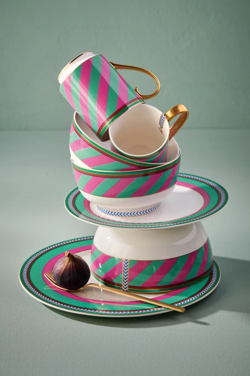 PIP STUDIO Chique Stripes Suppenteller pink-green 23,5cm