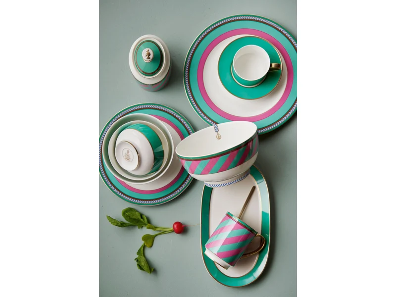 PIP STUDIO Chique Stripes Frühstücksteller pink-green 23cm